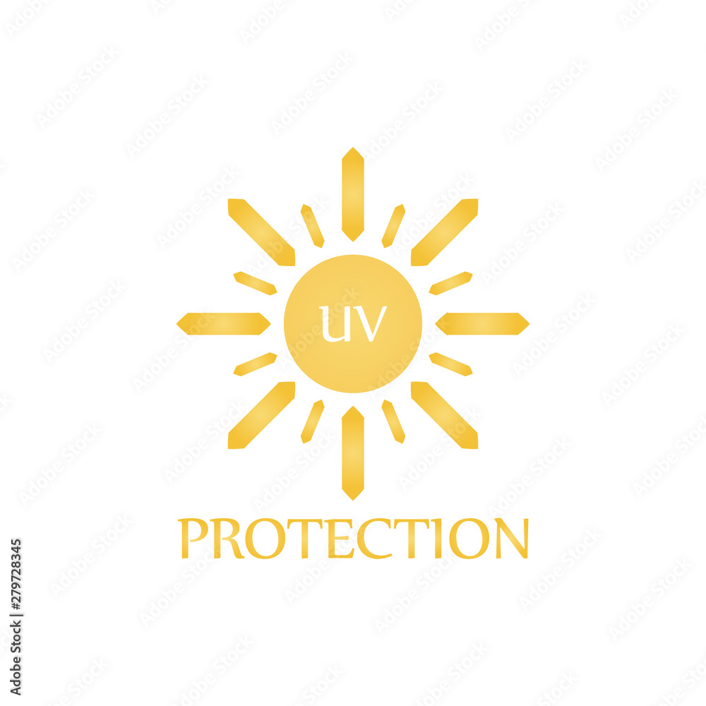 Fototapeta premium UV protection vector icon. solar or sun ultraviolet radiation in flat style drawing