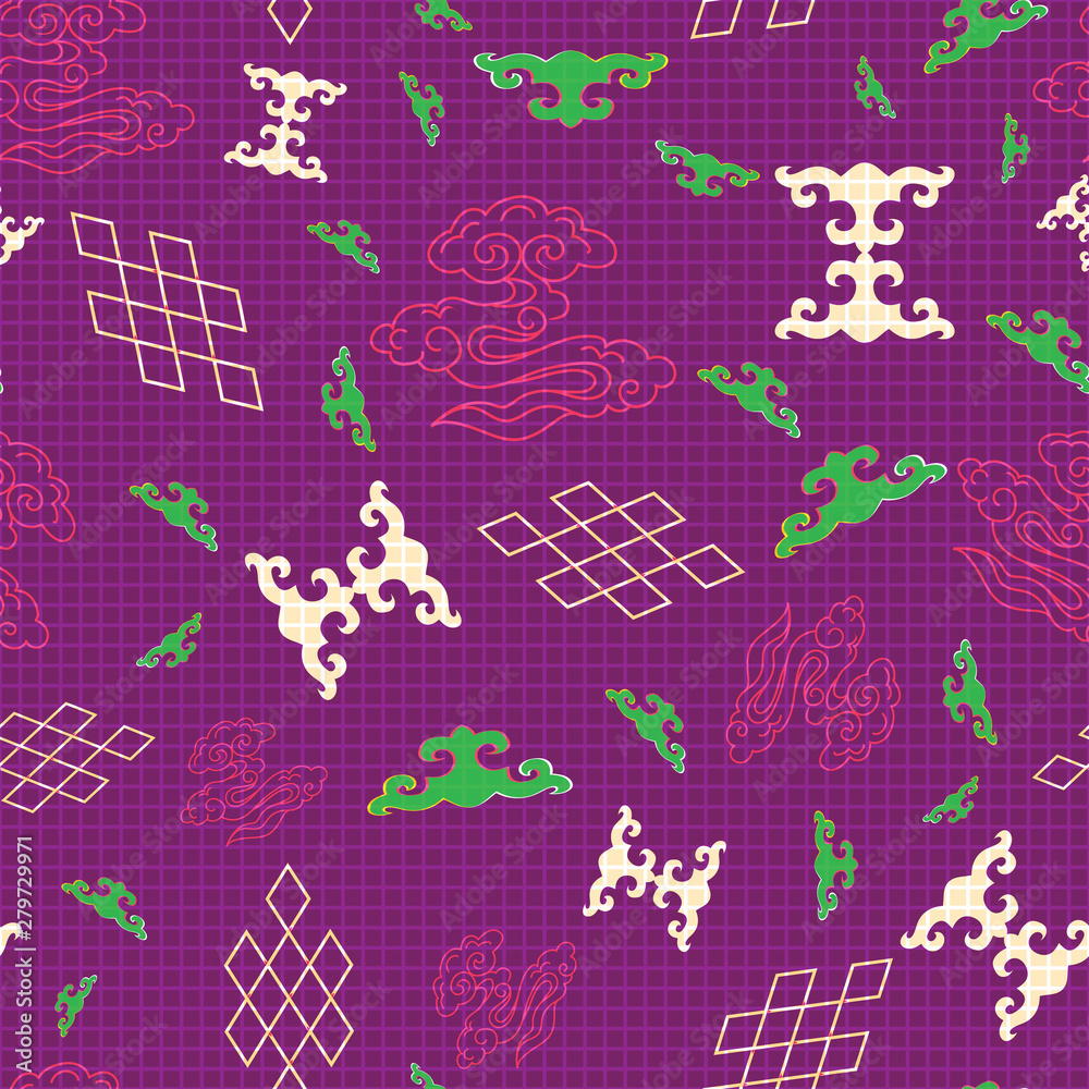 illustration of traditional symbol and ornaments. Seamless repeat pattern. illustration of traditional symbol and ornaments. Seamless repeat pattern.