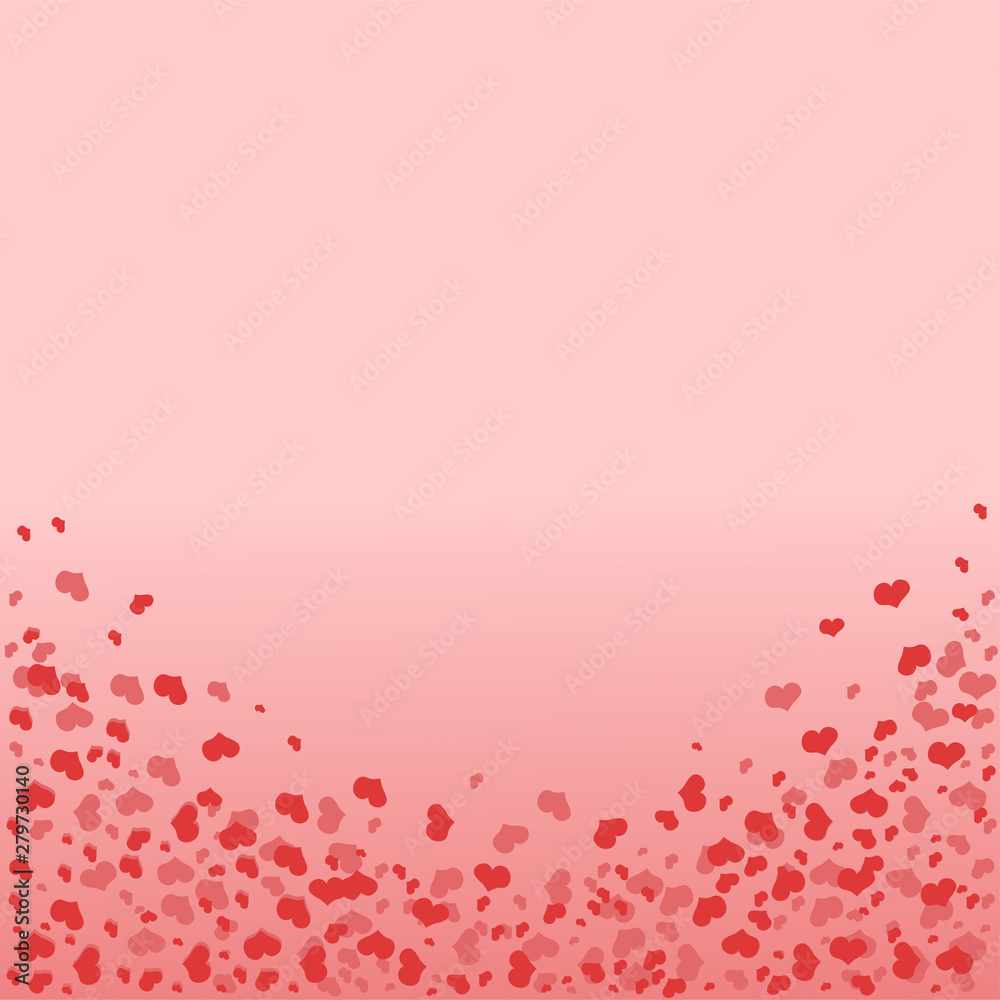 Frame in the form of an arch with hearts. Background with hearts in red-pink color. Vector pattern