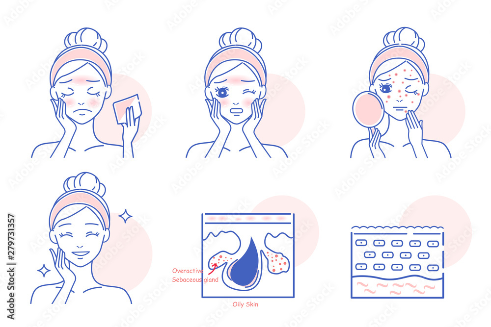 cartoon woman with face oil Stock Vector | Adobe Stock
