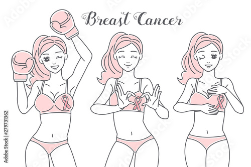 cartoon woman with breast cancer