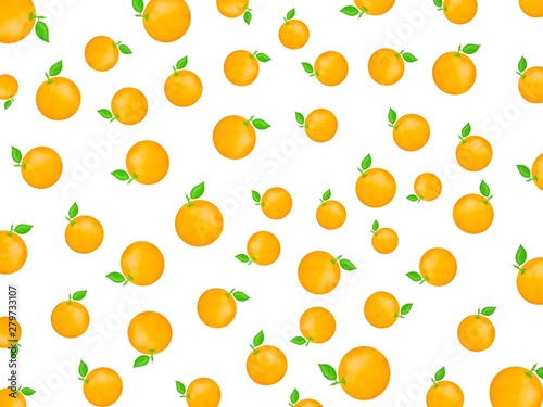 Fototapeta Naklejka Na Ścianę i Meble -  Hand drawn of fresh orange isolated on white background, Creative minimalistic food concept, fruits pattern as a background