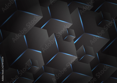 Dark background overlap layer with hexagonal 3d bacdrop photo