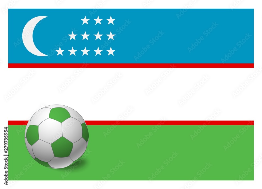 Fototapeta premium Uzbekistan flag and soccer ball