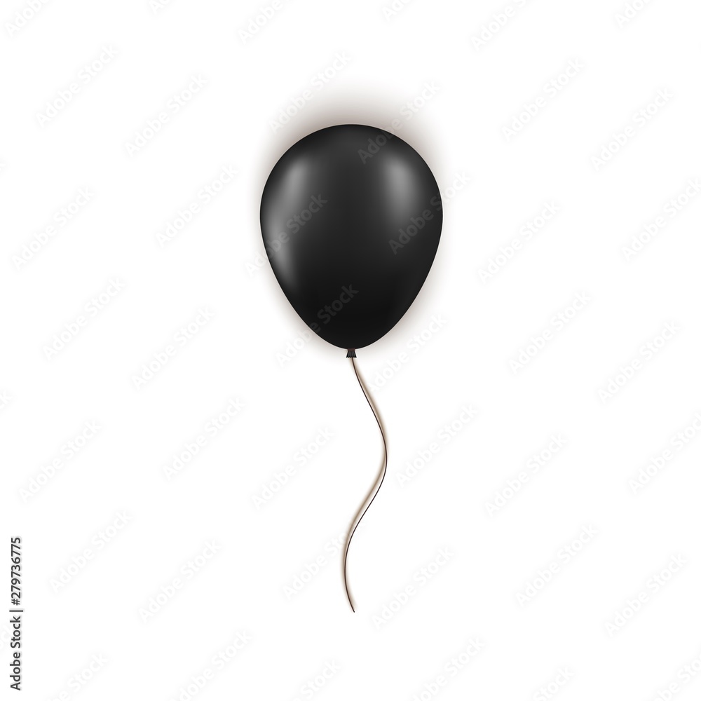 Realistic black balloon isolated on white background. Vector element for Birthday or Black Friday Sale greeting card concept Realistic black balloon isolated on white background. Vector element for Birthday or Black Friday Sale greeting card concept