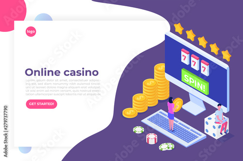 Online casino, online gambling, gaming apps  isometric vector illustration