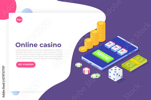 Online casino, online gambling, gaming apps  isometric vector illustration