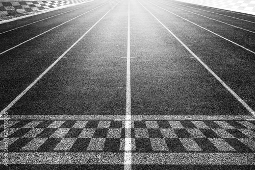 The beginning of racing on the road racetrack background. © r_tee