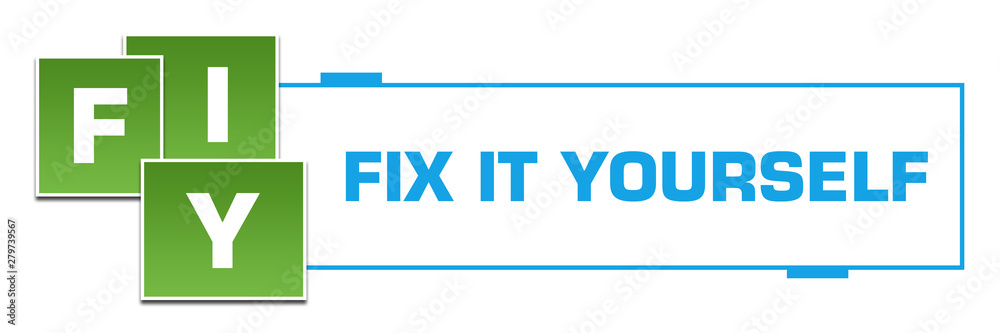 Fototapeta premium FIY - Fix It Yourself Green Blue Squares Left Box