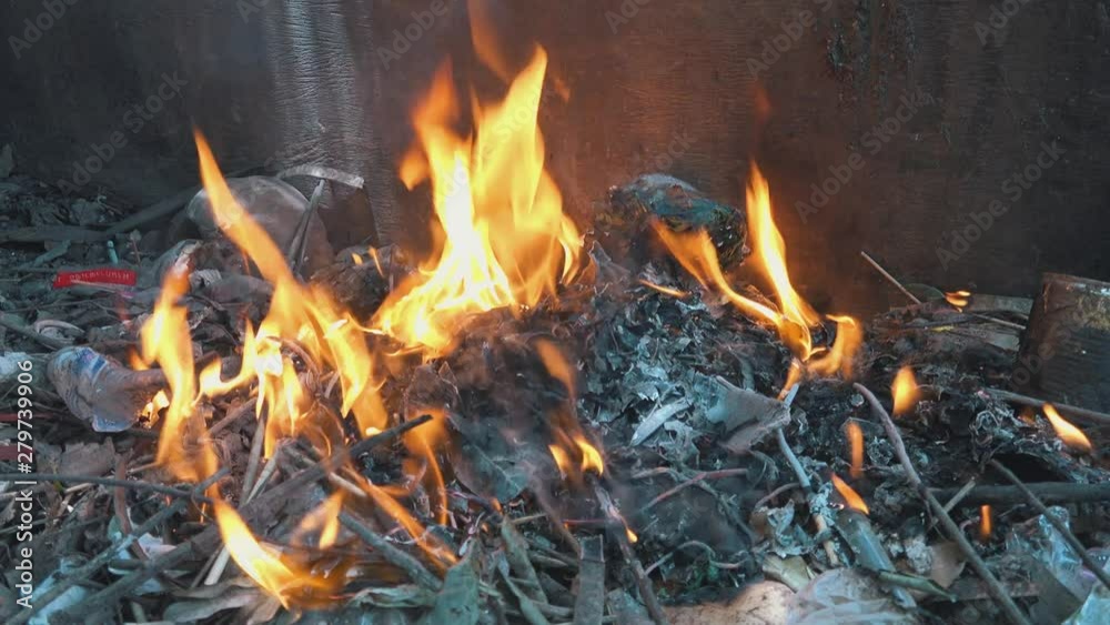 Burning Plastic and Trash in the Fire Burning Plastic and Trash in the Fire