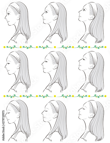 女性の横顔の表情イラスト