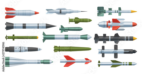 Valokuva Military missilery army rocket isolated vector illustration on background