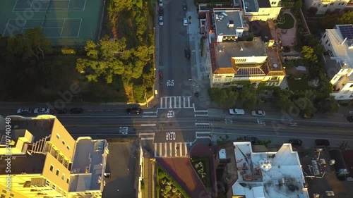 Aerial Pan Up from Lombard Street to Reveal Golden Gate Bridge - 4k