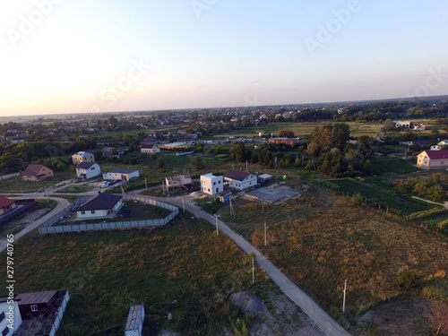 Aerial view of the Saburb landscape (drone image). Kiev Region