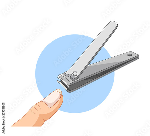 Cartoon of nail clipper on white background