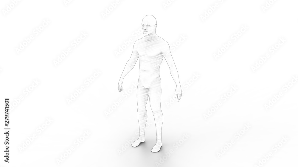 3d rendering of a male cad model person isolated in white background