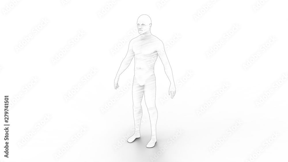 3d rendering of a male cad model person isolated in white background 3d rendering of a male cad model person isolated in white background