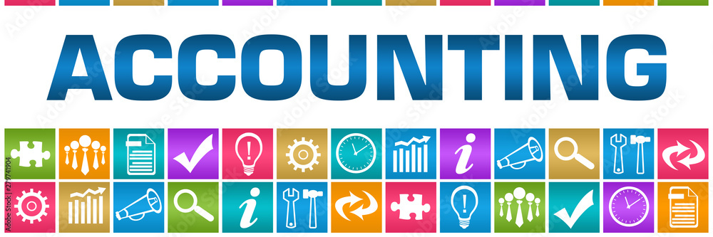 Accounting Colorful Box Grid Business Symbols 