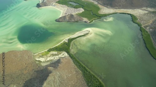 Aerial view of the Balandra beach. Protected natural reserve in La Paz, Mexico. photo