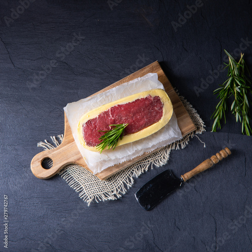 Steaks matured in butter refined with sea salt photo