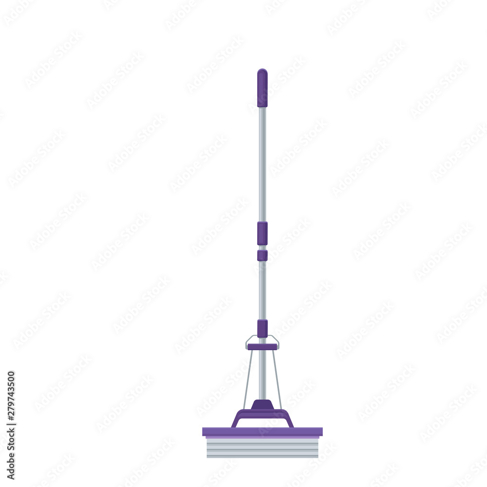Lilac mop on a long handle. Vector illustration on white background. Lilac mop on a long handle. Vector illustration on white background.