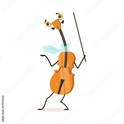 Funny Violin Musical Instrument Cartoon Character Vector Illustration