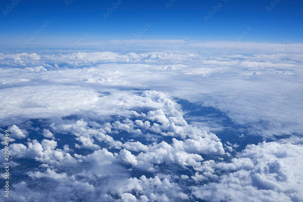 Flying above the clouds. View from the illuminator Flying above the clouds. View from the illuminator