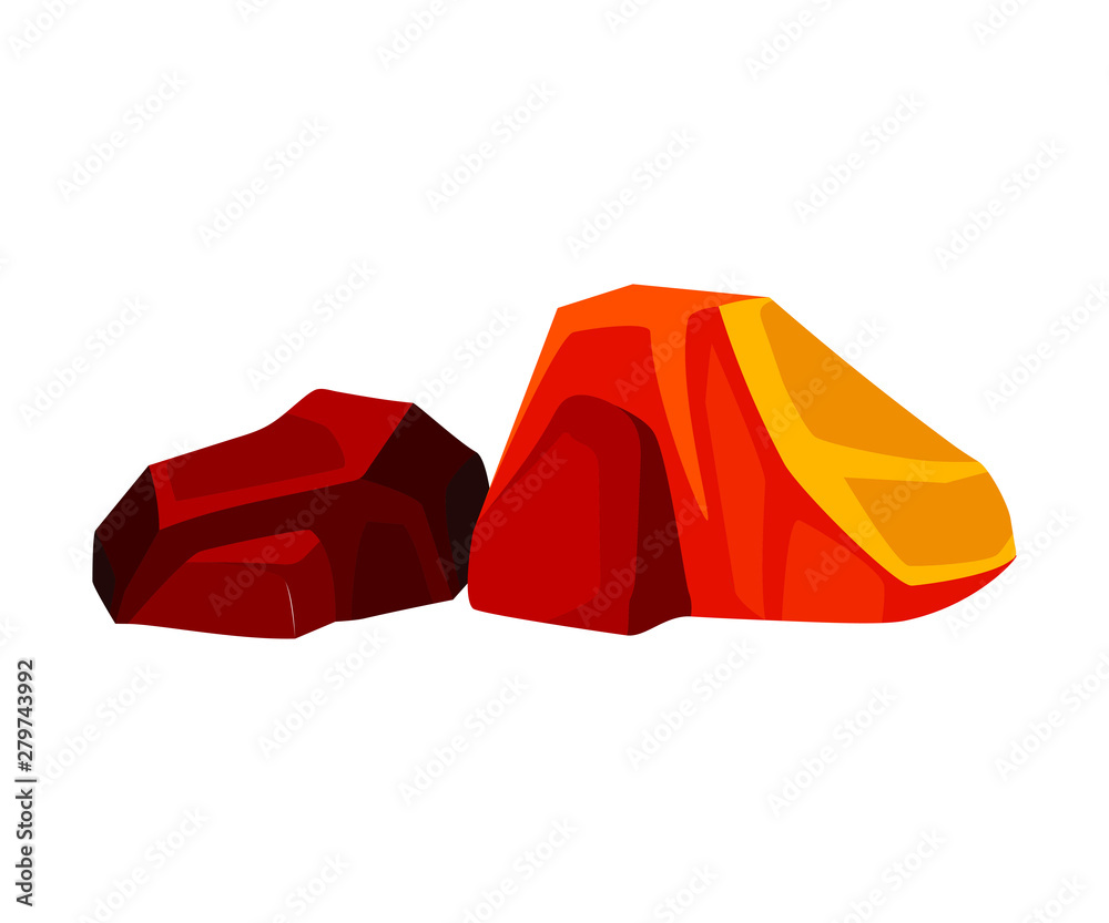 Very hot embers. Vector illustration on white background.
