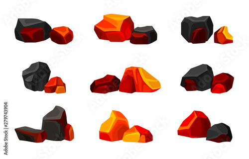 Collection of various coals. Vector illustration on white background.