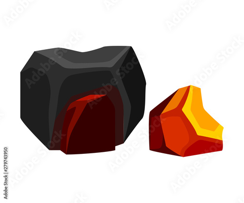 Two different coal. Vector illustration on white background.