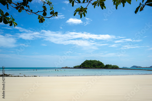 Beautiful tropical nature landscape of sea ocean and beach in Thailand for background or wallpaper. © Thanaphong