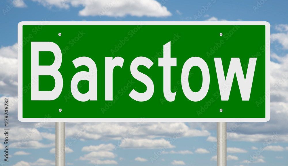 Rendering of a green highway sign for Barstow California Rendering of a green highway sign for Barstow California