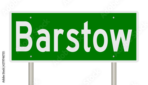 Rendering of a green highway sign for Barstow California photo