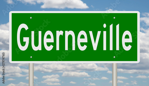 Rendering of a green highway sign for Guerneville California photo