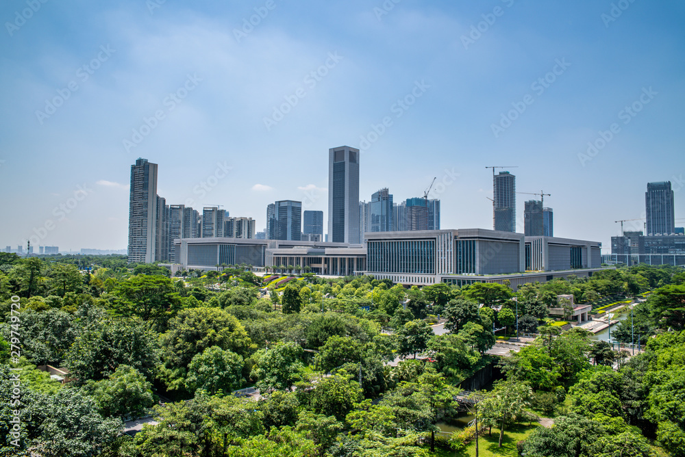 Obraz premium China's Guangdong Province, Shandong Dongping New City City Scenery Skyline