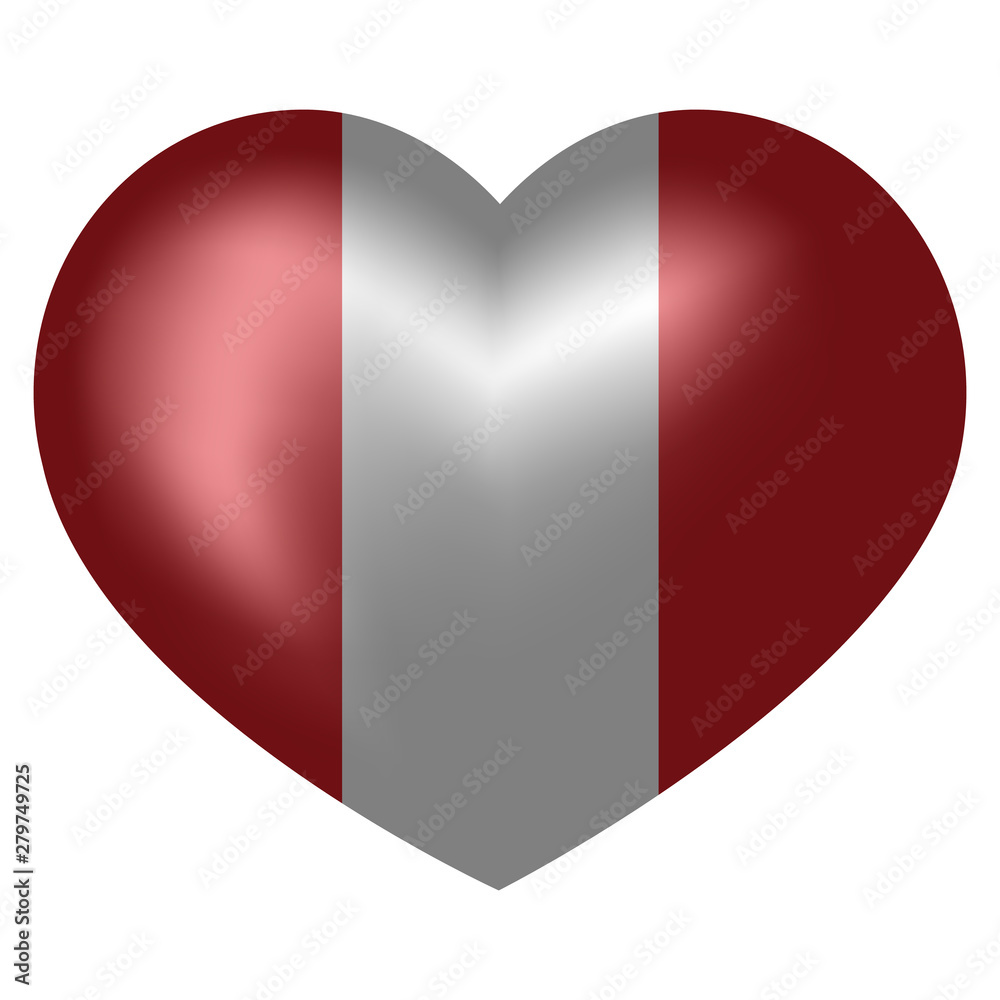 Flag of Peru in heart shape. 3d vector illustration. Flag of Peru in heart shape. 3d vector illustration.