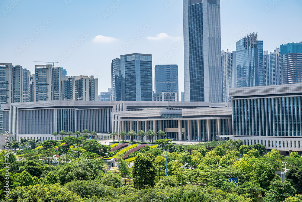 Fototapeta premium China's Guangdong Province, Shandong Dongping New City City Scenery Skyline