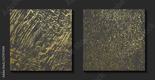 Gold grunge texture to create distressed effect. Patina scratch golden elements. Vintage abstract illustration. Bright sketch surface. Overlay distress grain graphic design.
