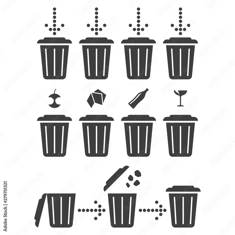 Set icons separate recycling. Vector on white background. Set icons separate recycling. Vector on white background.