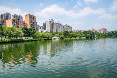 Real estate real estate on the lakeside of Foshan Asian Art Park, Guangdong, China © WR.LILI