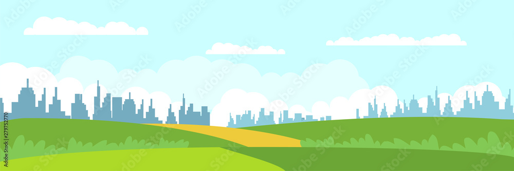 Modern cityscape panorama flat illustration