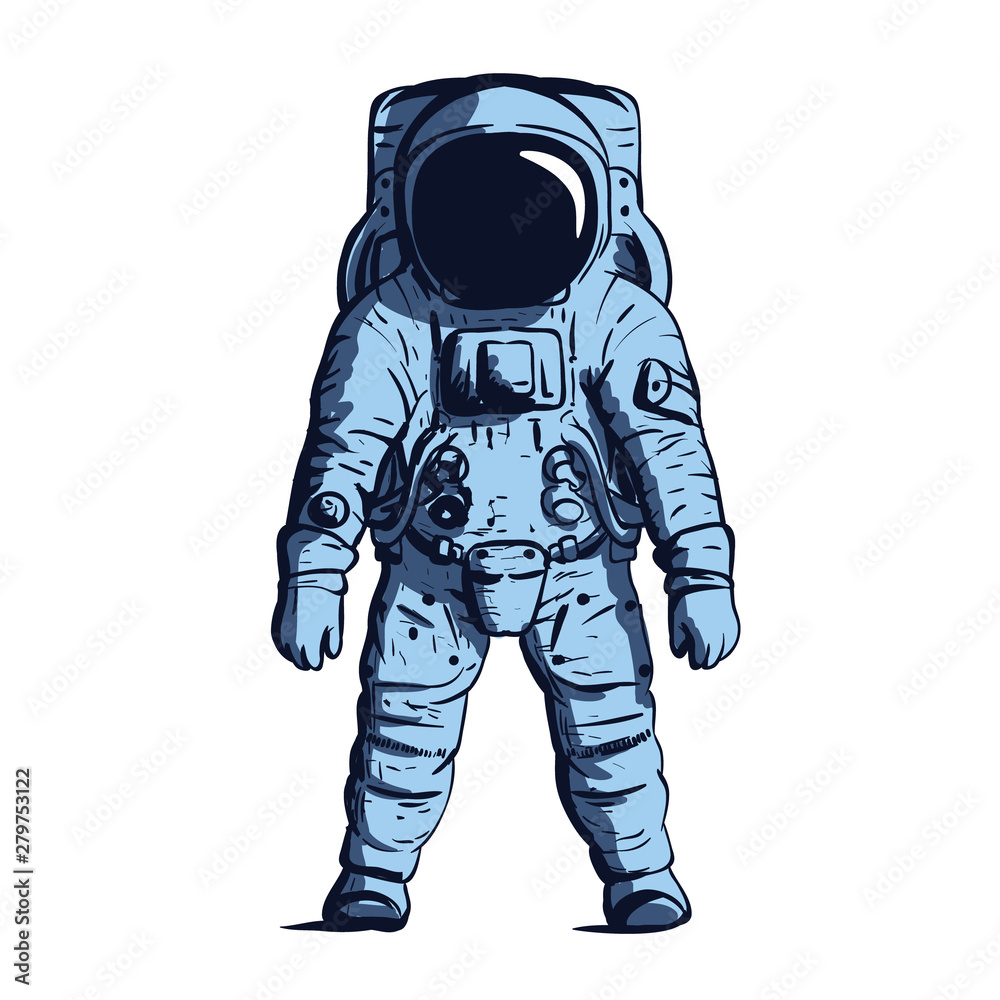 Blue astronaut on isolated background . Vector image