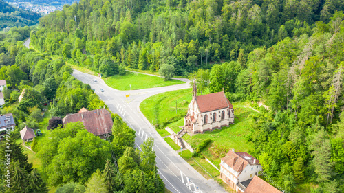 aerial view image of the  St. Ulrich's Chapel at Neckarhausen Germany photo