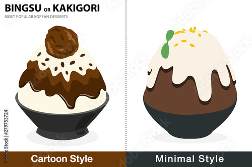 Double pack - 2 style chocolate bingsu illustration vector
