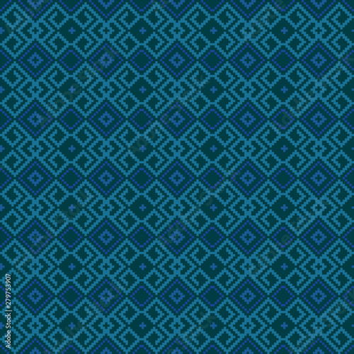Ethnic ornaments pattern. Repeat pattern of rich blue tints.