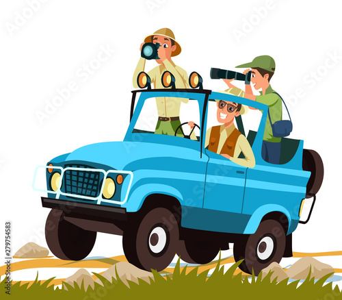 African safari adventure flat vector illustration