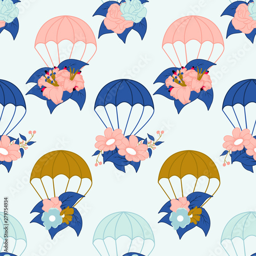 Fototapeta Naklejka Na Ścianę i Meble -  Baloon flowers in a seamless pattern design