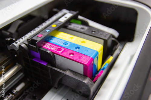 An ink cartridge or inkjet cartridge is a component of an inkjet printer that contains the ink four color