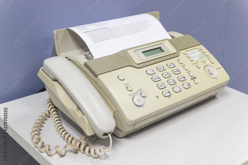 The fax machine for Sending documents in the office concept equipment needed in office The fax machine for Sending documents in the office concept equipment needed in office