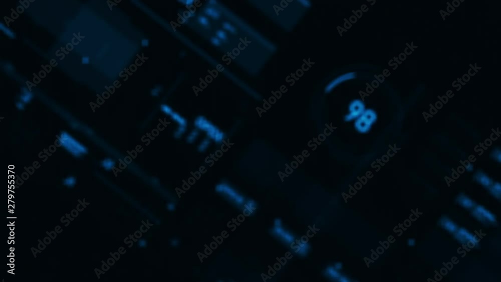 Futuristic user interface HUD GUI digital text number element for cyber technology concept with shallow depth of field dark and grain processed Futuristic user interface HUD GUI digital text number element for cyber technology concept with shallow depth of field dark and grain processed